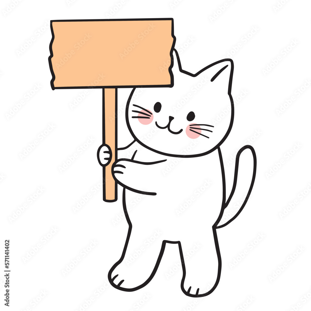Obraz premium Cartoon cute character funny cat vector.