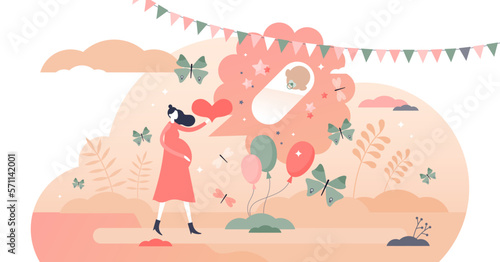 Baby shower party event with pregnant mother and gifts tiny persons concept, transparent background. Celebration of expecting newborn illustration. Fun, happy and cheerful mood for woman.