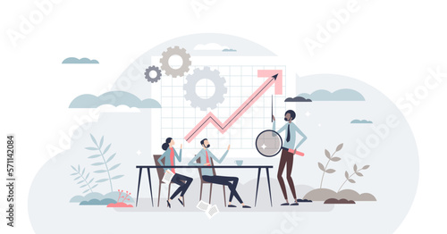 Chief financial officer or CFO as money planning expert tiny person concept, transparent background. Accounting work with cash flow management illustration. Economy skills specialist.