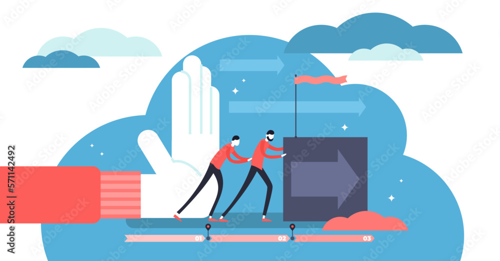 Push illustration, transparent background. Flat tiny idea forward movement person concept. Overcoming obstacles process to begin startup or business. Target oriented difficult motion process. Push illustration, transparent background. Flat tiny idea forward movement person concept. Overcoming obstacles process to begin startup or business. Target oriented difficult motion process.