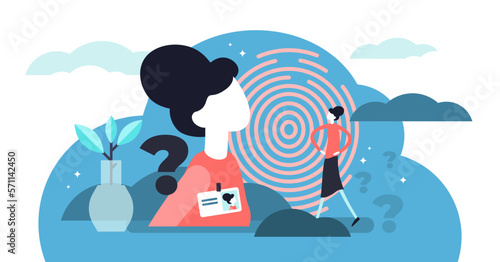 Personal identity illustration, transparent background. Flat tiny identification persons concept. Abstract ID card badge and fingerprint authorization.