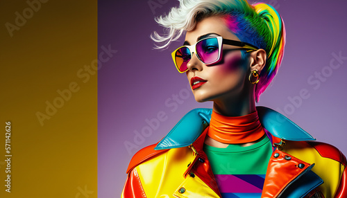 Print op canvas fashion woman colorful, the bold eclectic fashion styles of the Y2K era