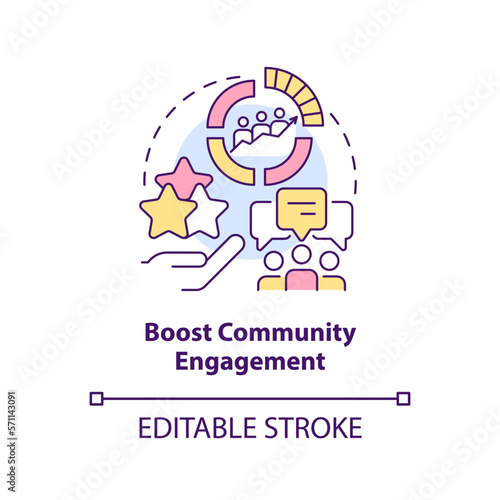 Boost community engagement concept icon. Social media advertising goal abstract idea thin line illustration. Isolated outline drawing. Editable stroke. Arial, Myriad Pro-Bold fonts used