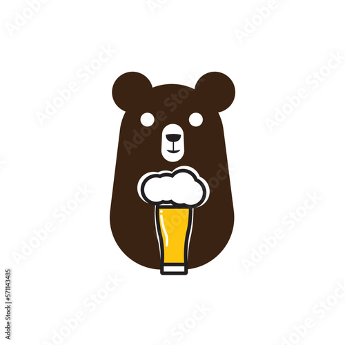 bear with beer logo vector. photo