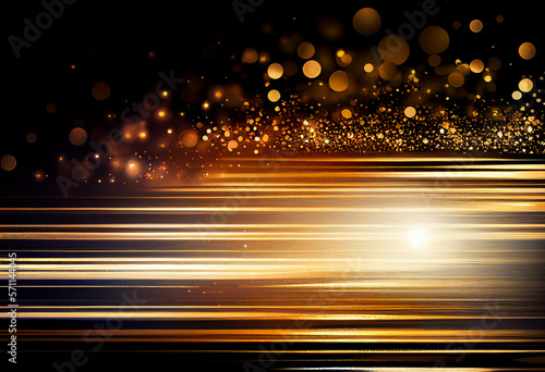 Magical shimmer bokeh and light rays gold luxury background/ wallpaper/ backdrop