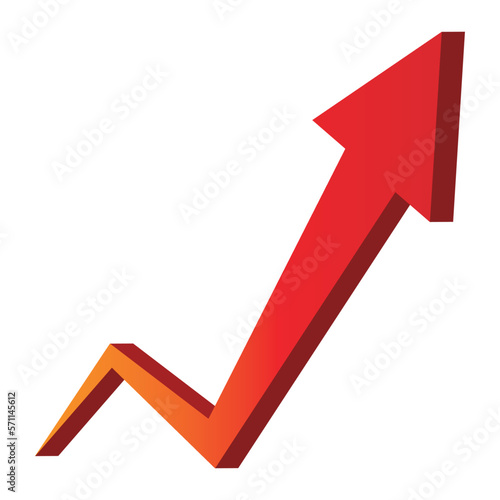 three-dimensional soaring arrow zigzag red