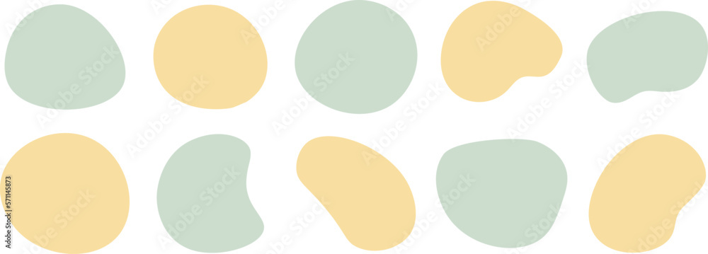 ゆるいフレームセット　抽象的　シェイプ  ミント　黄色