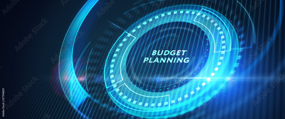 Budget planning business finance concept on virtual screen interface. Business, technology, internet and networking concept. 3d illustration Budget planning business finance concept on virtual screen interface. Business, technology, internet and networking concept. 3d illustration