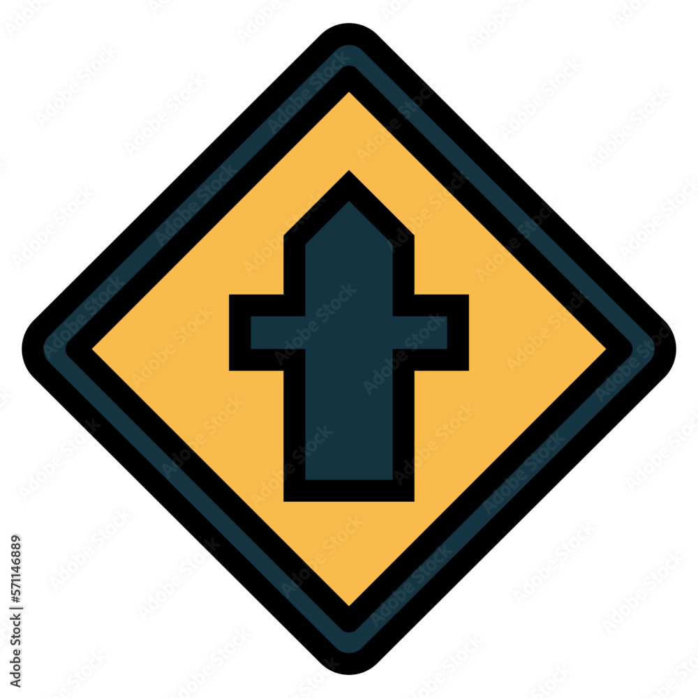 Obraz premium Crossroads ahead filled outline icon style