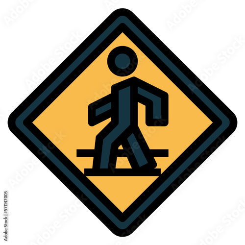Pedestrian crossing filled outline icon style