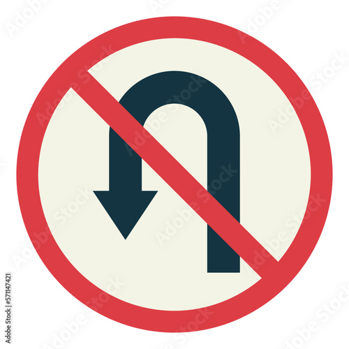 No U turn flat icon style