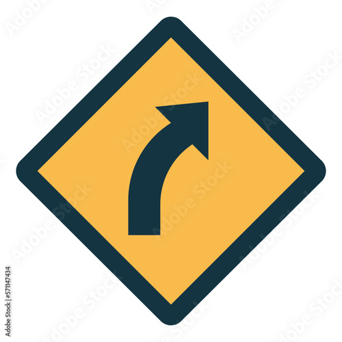 right curve flat icon style