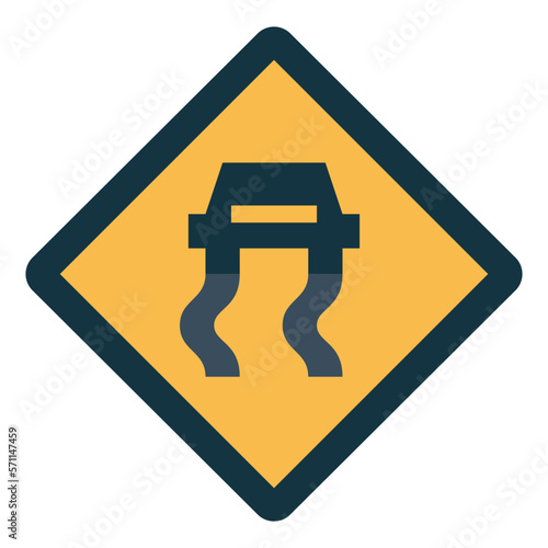 Slippery road flat icon style