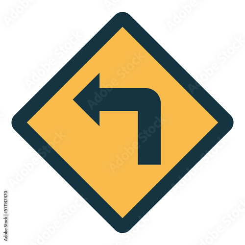 Turn left flat icon style