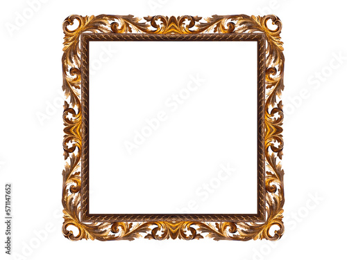 medieval golden frame isolated on white background