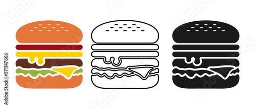 Burger food icon, symbol, logo vector
