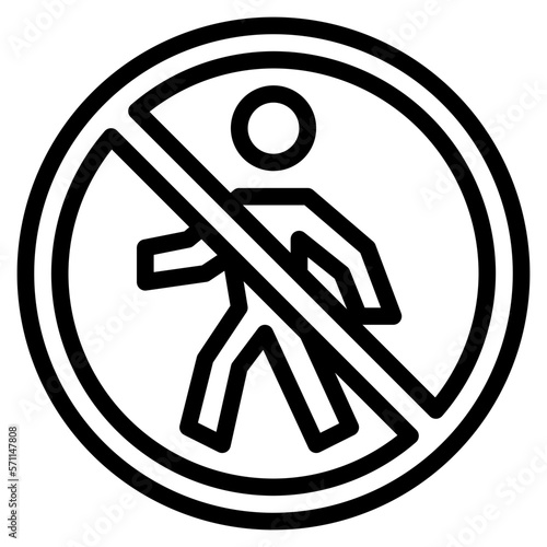 no pedestrians line icon style