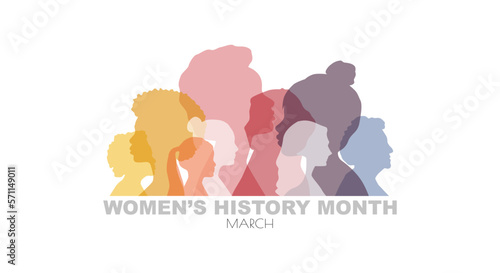 Women's History Month banner. Flat vector illustration.