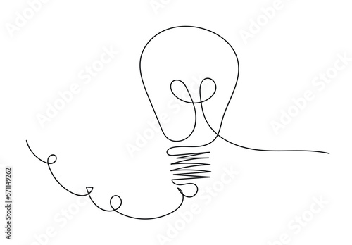 One continuous single line hand drawing of big lamp isolated on white background.