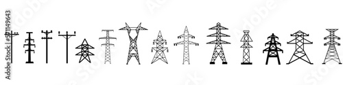 Canvas Print Electricity Tower icon vector set
