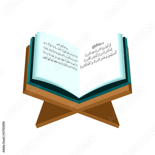 illustration of open quran on table, book of islam, holy book of islam
