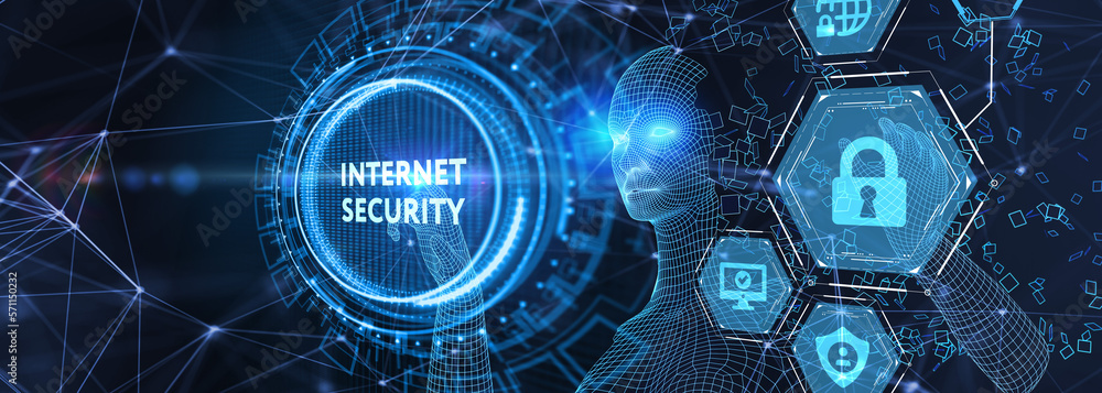 Concept of cyber security, information security and encryption, secure access to personal information, secure Internet access, cybersecurity. 3d illustration Concept of cyber security, information security and encryption, secure access to personal information, secure Internet access, cybersecurity. 3d illustration