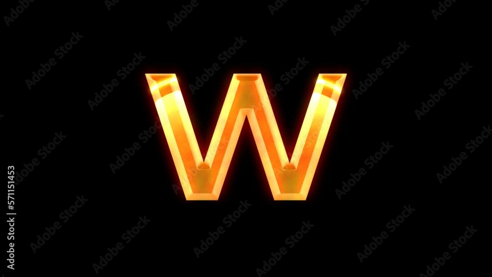 Letter W animation on transparent background with golden lens flare ...