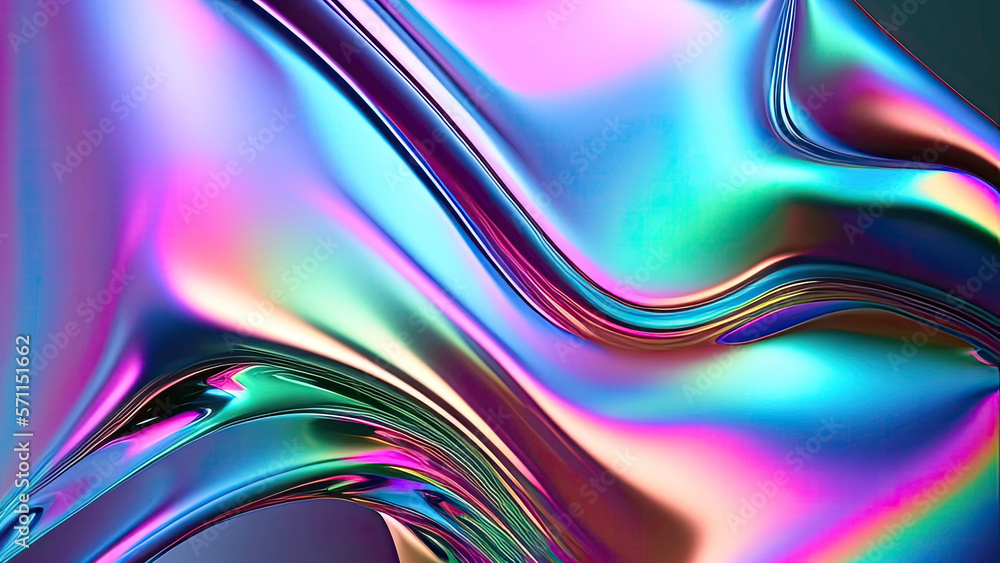 Illustrazione Stock Holographic liquid background. Holograph color texture  with foil effect. Halographic iridescent backdrop. Pearlescent gradient for  design prints. Rainbow metal. Generative ai illustration | Adobe Stock