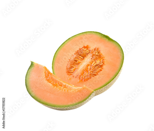 Ripe cantaloupe melon isolated on transparent png