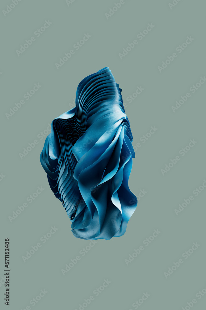Three dimensional render of blue wavy object Three dimensional render of blue wavy object