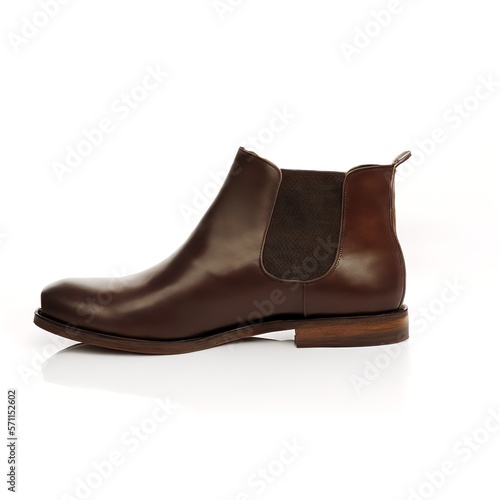 Stylish Brown Boot Shoe Isolated on White Background Created with Generative AI and Other Techniques
