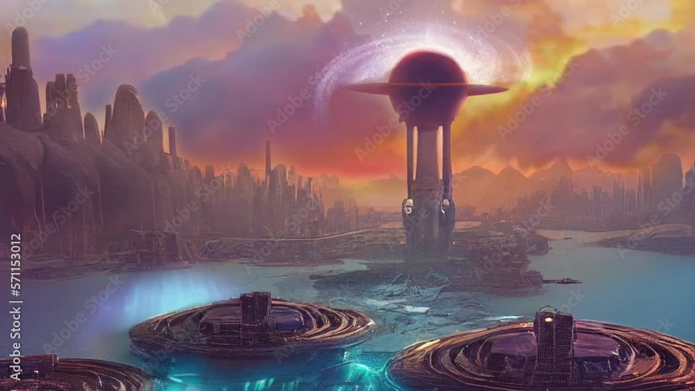 Alien cities animated scene dynamic cinemagraph scifi, alien ...