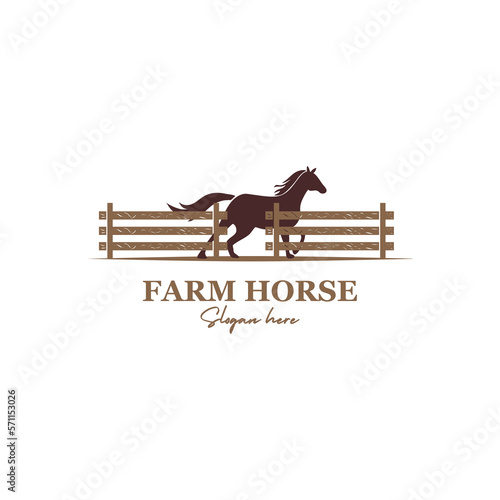Horse silhouette for vintage retro western country farm farm logo design