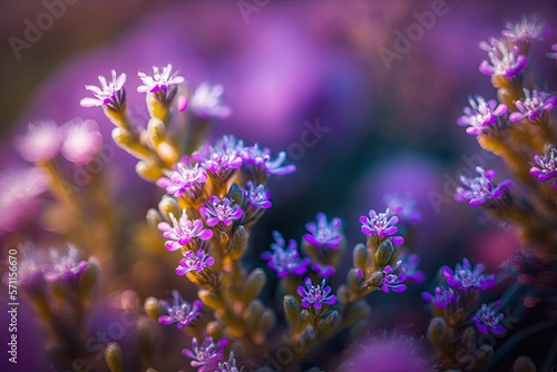 Schöne Neelakurinji Blumen mit lila soft focus Hintergrund, Generative AI  photo