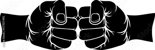 Two fists clenched performing a fist bump punch illustration