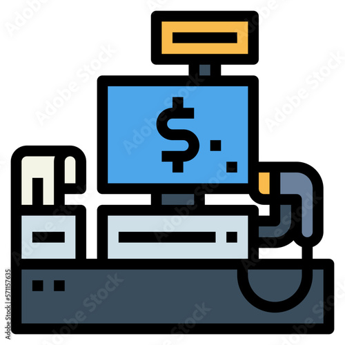 cash register filled outline icon style