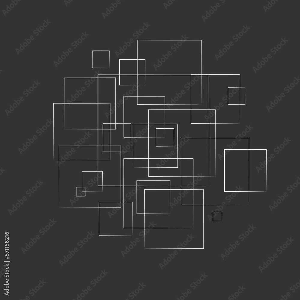 Abstract vector illustration with squares of different sizes. Linear illustration for decoration and design. Abstract vector illustration with squares of different sizes. Linear illustration for decoration and design.