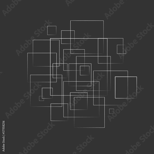 Abstract vector illustration with squares of different sizes. Linear illustration for decoration and design.