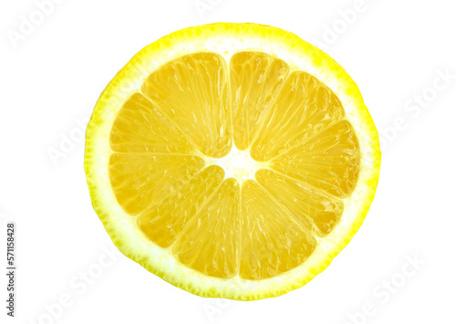 Lemon slice isolated on white background. Top view. Organic fresh citrus fruits lemons, clipping path included.