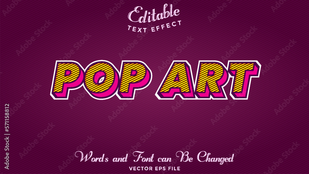 editable text effect template, pop art