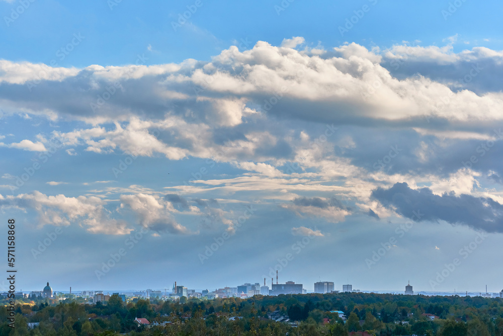Clouds over the city, panorama, Lodz, Poland
