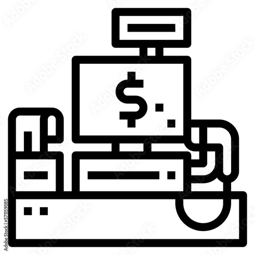 cash register line icon style