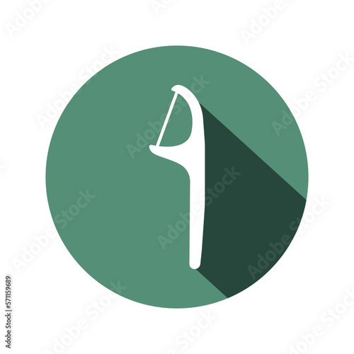 Tooth brushing, dental flossing,flat icons in circles with long shadows vector illustration