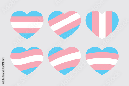 Blue, pink and white colored heart icon, as the colors of the transgender flag. LGBTQI concept. Flat vector illustration.	