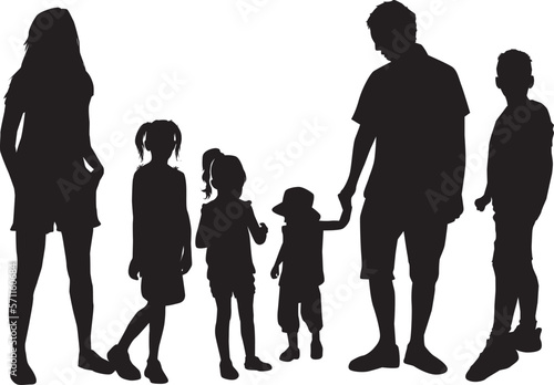 Vector silhouette of family.	