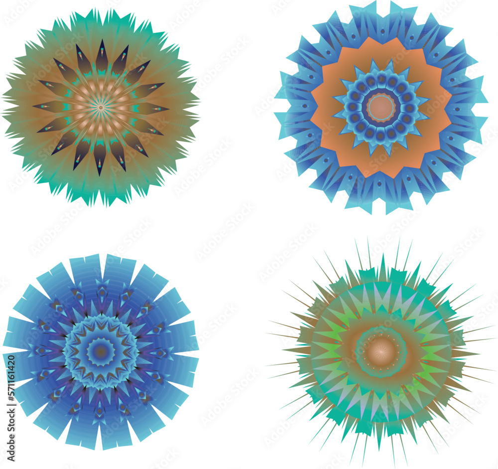 A set of decorative flowers, stars. Vector file for designs. A set of decorative flowers, stars. Vector file for designs.