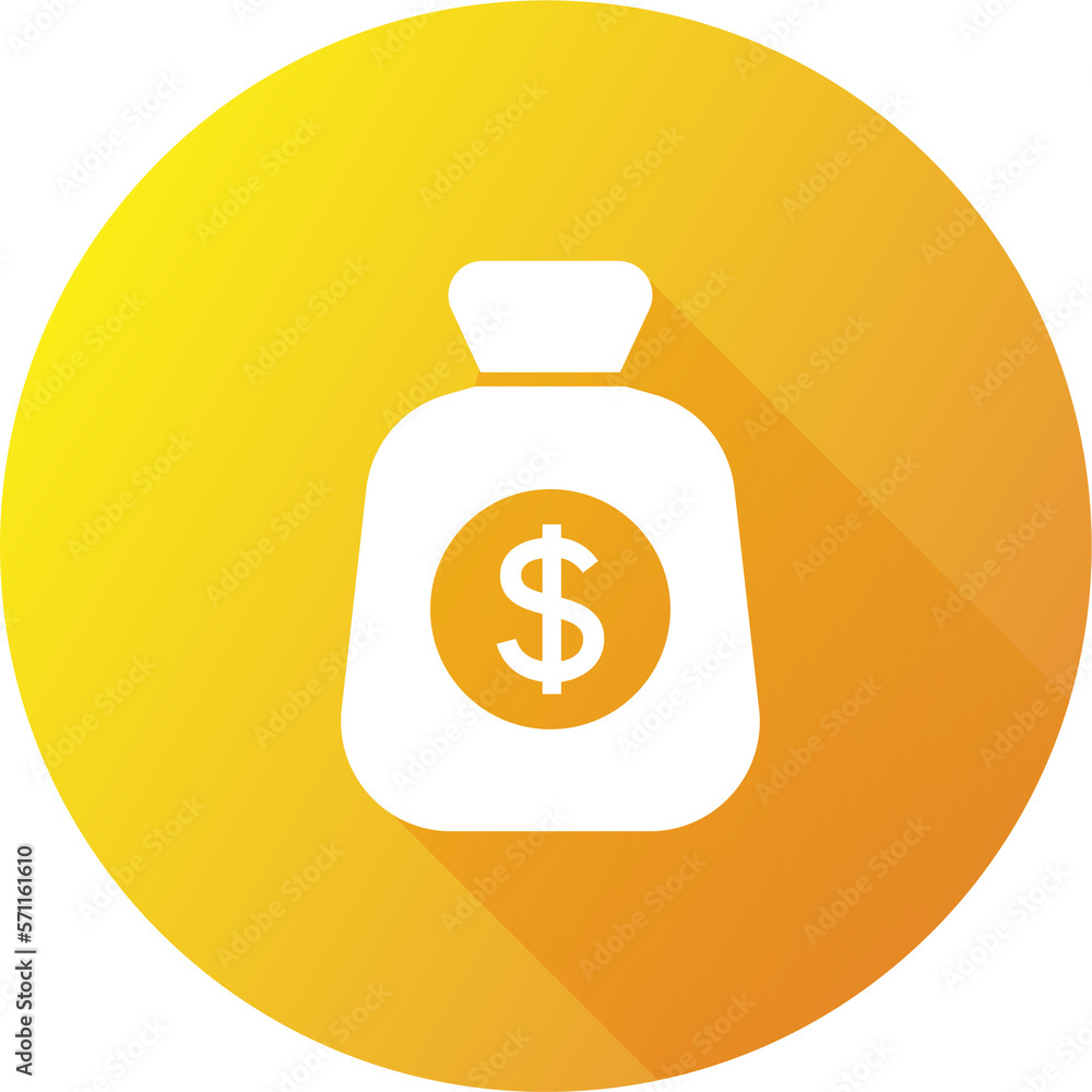 Money bag icon in flat design style. American currency signs illustration. Money bag icon in flat design style. American currency signs illustration.