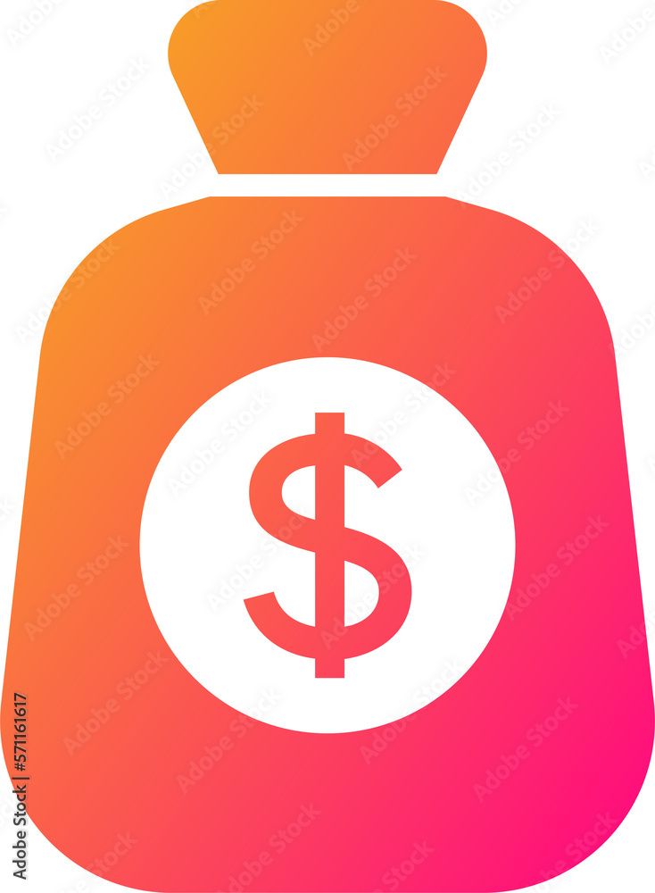 Money bag icon in gradient colors. American currency signs illustration. Money bag icon in gradient colors. American currency signs illustration.