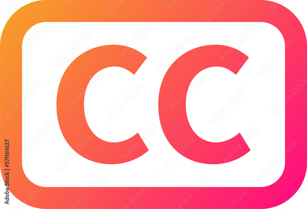 Closed captioning icon in gradient colors. CC signs illustration. Closed captioning icon in gradient colors. CC signs illustration.