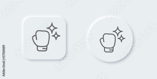 Boxing glove line icon in neomorphic design style. Fight signs vector illustration.